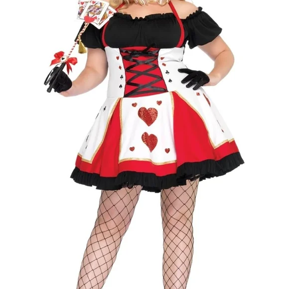 Queen of Hearts Costume Dress with Neck Ruffle - Picture 8 of 8